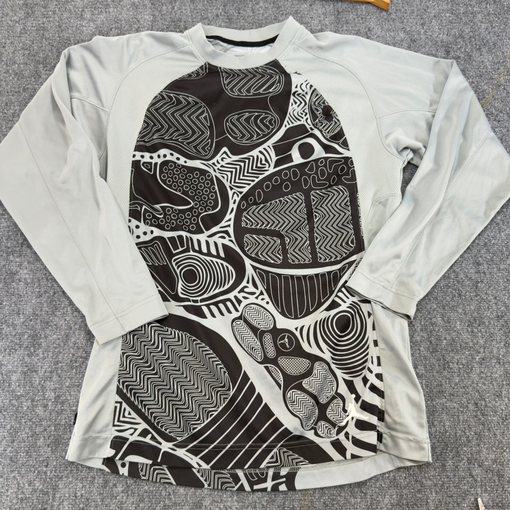 Vintage Jordan Outsole AOP Training Shirt Grey Black Size M